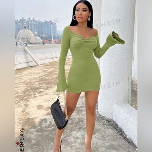 Lime green bodycon mini dress